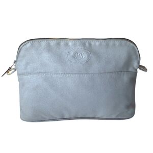 HERMÈS Bolide 25 Cotton Canvas Travel Pouch MM (Painted) Silver